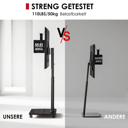 AOKCOS TV Ständer rollbar, höhenverstellbar, 32-65 Zoll, schwarz