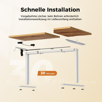 Agilestic Elektrischer Stehschreibtisch - L-förmig 140 cm Hellbraun