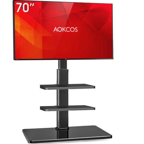 AOKCOS TV Bodenständer 32-70 Zoll höhenverstellbar – Schwarz. Zur flexiblen Aufstellung von Flachbildfernsehern von 32 bis 70 Zoll.