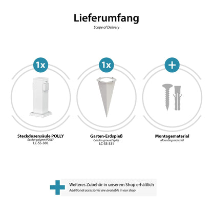 ledscom.de Polly Garten-Steckdosen-Säule – 3er Set 2-fach Erdspiess