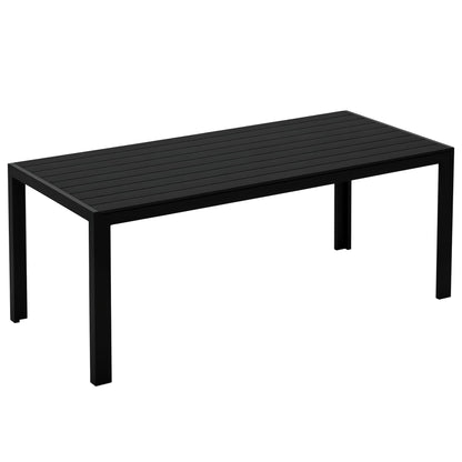 Outsunny Garten Esstisch Alu Polyholz - Schwarz 190cm. Rechteckiger Esstisch aus Polyholz und Alu. Für Mahlzeiten im Freien.