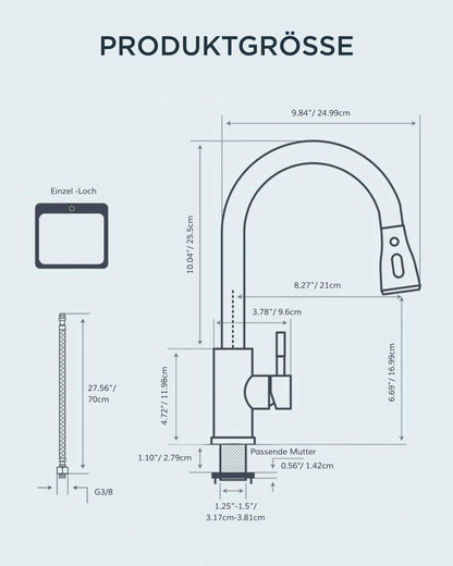 FORIOUS Küchenarmatur versenkbar - poliertes Chrom