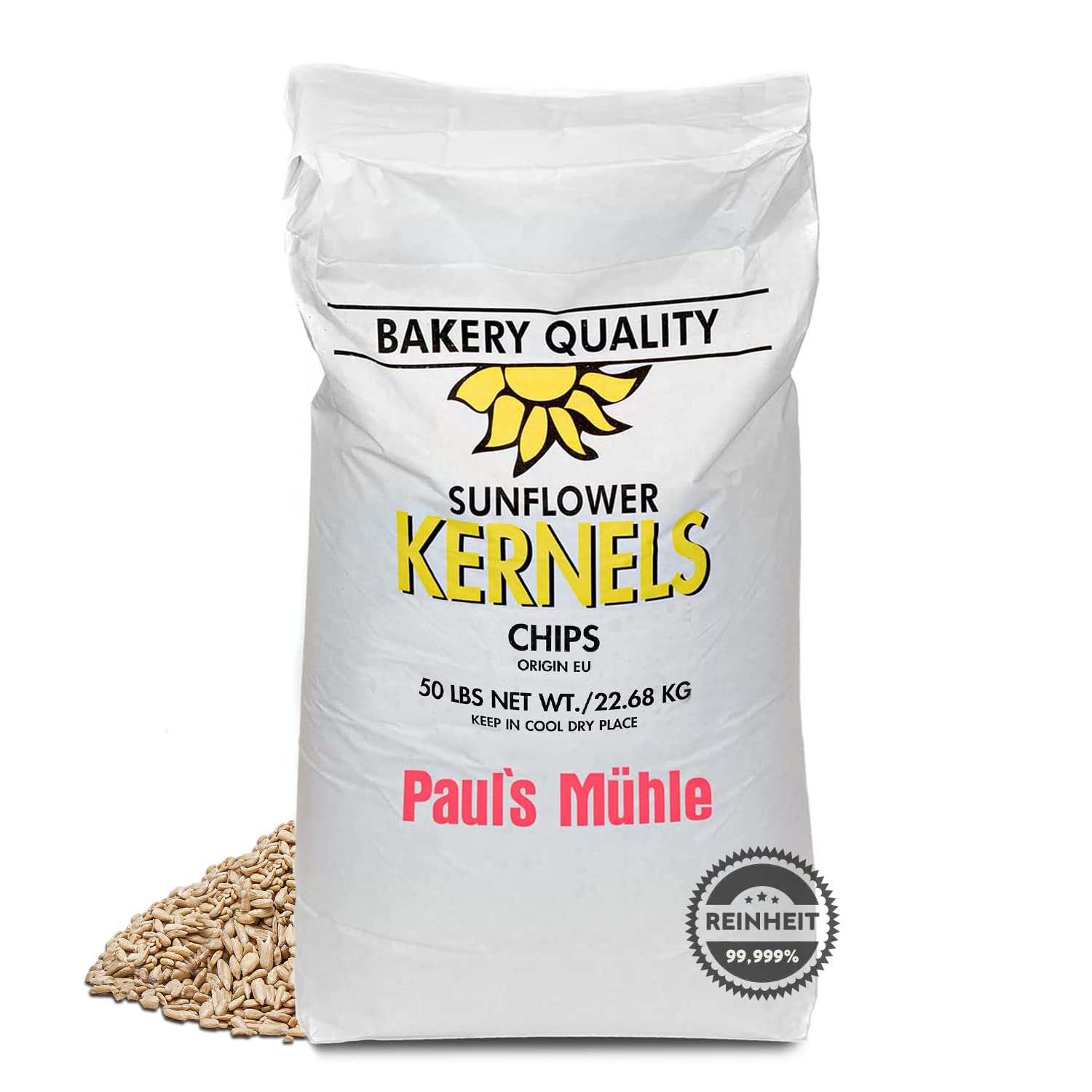 Paul's Mühle Sonnenblumenkerne geschält gehackt 22,68 kg Beutel als Körnerfutter