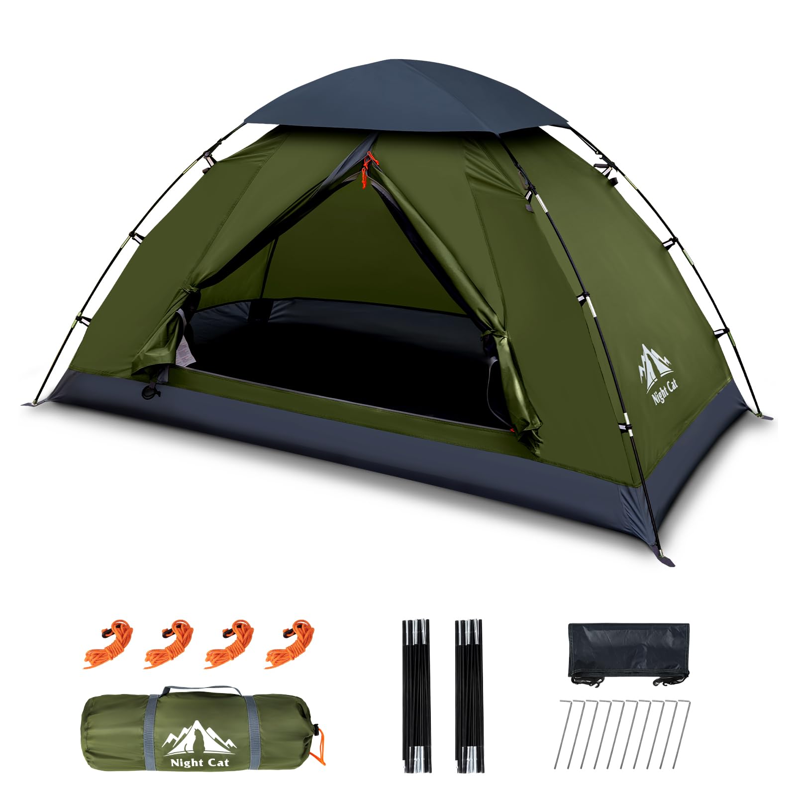 Night Cat ZP-30-1P Campingzelt für 1 Person, wasserdicht, 2 kg, einlagiges Zelt mit Netztür