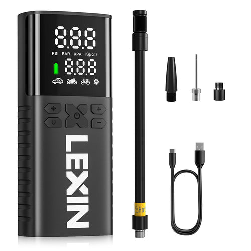 LEXIN P4 Elektrische Luftpumpe, Akku-Kompressor 150 PSI mit LED-Display zum Aufpumpen von Reifen