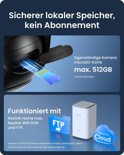 Reolink Argus PT Ultra 4K Überwachungskamera Aussen mit Solarpanel