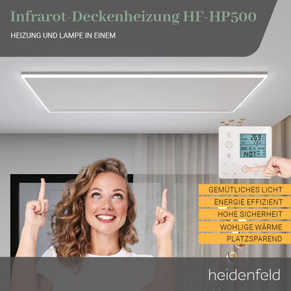 Heidenfeld HF-HP500 Infrarotheizung mit Licht 800W
