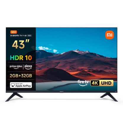 Xiaomi F 4K UHD Smart TV - 43 Zoll, Fire TV Edition. Schwarzes TV-Gerät zum 4K-Streaming mit Fire TV.