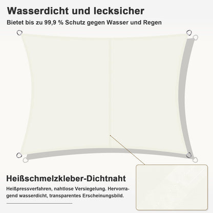 HENG FENG Sonnensegel 4x5 m rechteckig wasserdicht beige