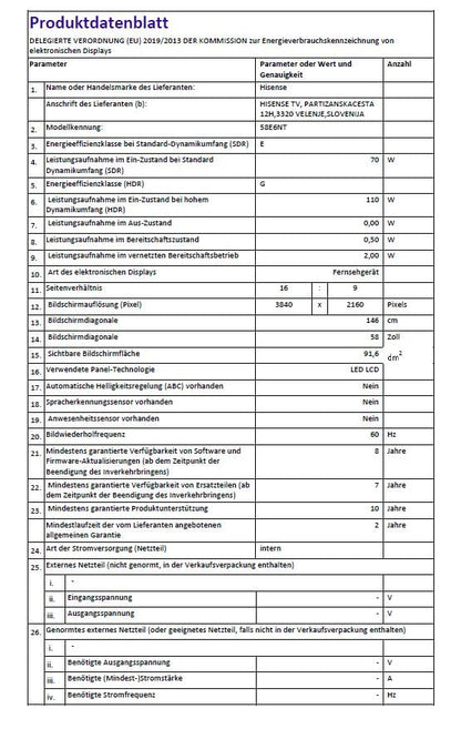 Hisense 58E6NT Fernseher 4K UHD Smart TV 58 Zoll - Schwarz