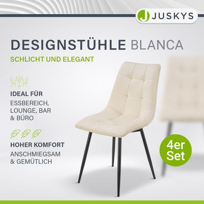 Juskys Blanca Esszimmerstühle Samt Polsterstuhl 4er Set Beige