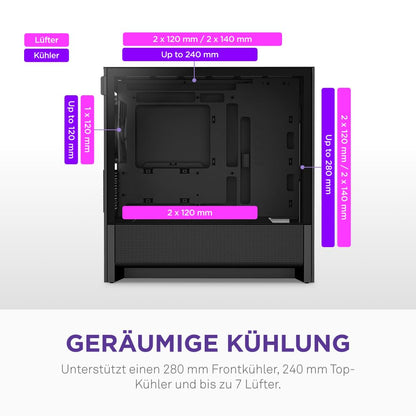 NZXT H3 Flow Micro-ATX PC-Gehäuse Luftstrom – Schwarz
