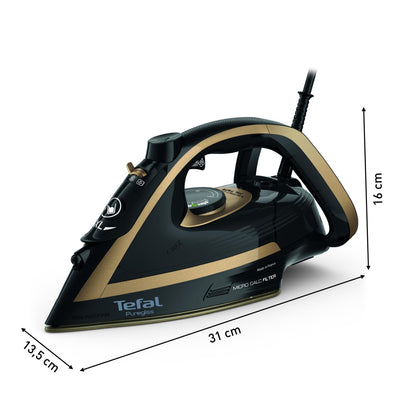 Tefal Puregliss Dampfbügeleisen FV8064, 3000 Watt, schwarz/gold