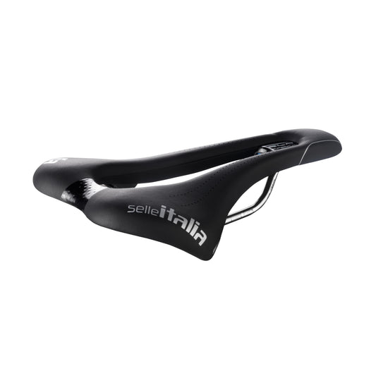 SLR Superflow Rennrad Sattel Titanium Schwarz - S3. Schwarzer Rennradsattel mit Titanium-Streben. Bietet Sitzkomfort auf Rennrädern.