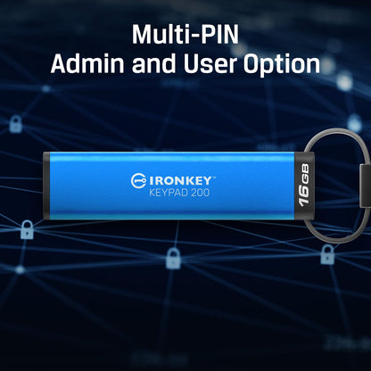 Kingston IronKey Keypad 200C 16GB USB-Stick - Blau