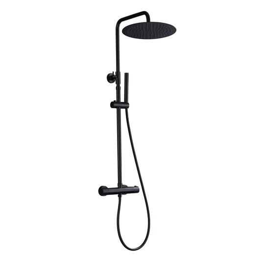 JOHO Thermostat Duschset – Regenduschkopf D30cm Matt Schwarz: Duschset mit Thermostatmischer zur präzisen Temperaturregelung.
