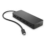 HP USB-C Multiport Hub 7-in-1 Universal Adapter – Schwarz, rechteckig. Erweitert USB-C um 7 Ports für Peripherie.