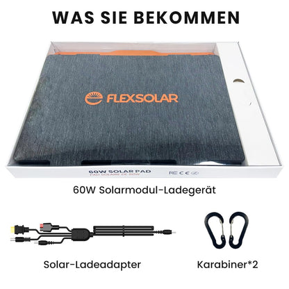 Flexsolar Solarladegerät 60W - Faltbar Wasserdicht IP67