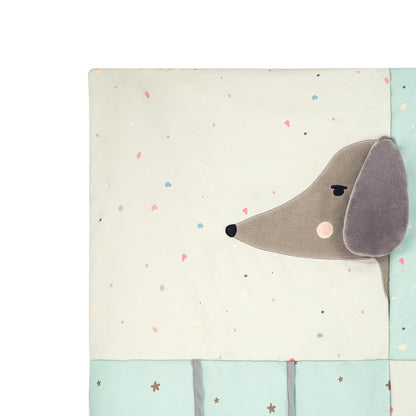 Momi VOLPI sensorische Patchwork-Matte, Krabbeldecke 120 x 160 cm