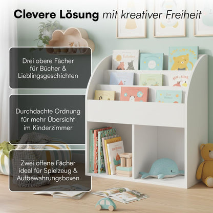 Bellabino Koro Kinder-Bücherregal, 5 Fächer, Holzwerkstoff, weiss