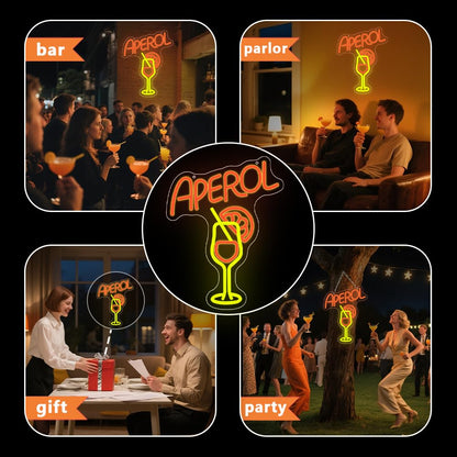 PILOYINDE Aperol Spritz LED Neonschild – Cocktail Bar Wanddeko