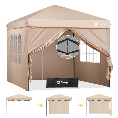 Sekey Pop Up Pavillon 3x3 m mit Seitenwänden - Khaki