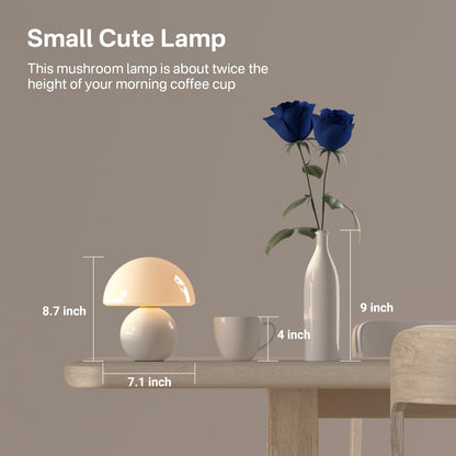 Dawnwake Pilzlampe LED Tischlampe dimmbar mit Keramiksockel weiss
