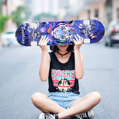 CLYCTIP Skateboard Komplettboard 31 x 8 Zoll, Ahorn Double Kick