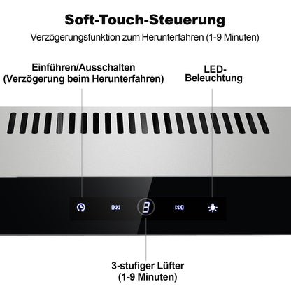 TopStrong Dunstabzugshaube Unterbau 60cm Edelstahl Umluft/Abluft