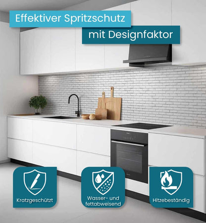 MyMaxxi Klinker weiss Küchenrückwand Folie - matt 340x60cm versteift