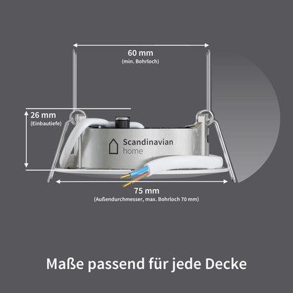 Scandinavian home 6er LED Spot Set Ø 68mm Warmweiss Edelstahl