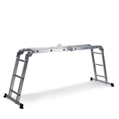 hjh OFFICE 801202 SOLID W3 Mehrzweckleiter. Silberne, 12-stufige Leiter für flexiblen Höhenzugang bei diversen Arbeiten.