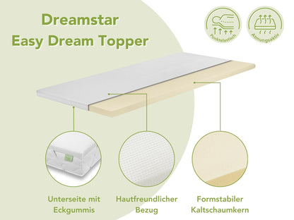 DREAMSTAR Easy Dream Matratzentopper Kaltschaum H4 140x200 cm