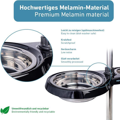 PetTec Hundenapf erhöht grosse Hunde - 2x 2.5L Schwarz