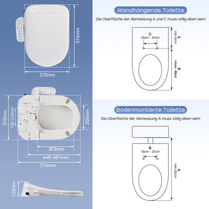 **Komfort Smart Dusch WC Sitz - Elektrisch, Bidet, Warmluft**