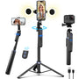 YUANRAN ES-B180S Handy Stativ mit Face Tracking, 180 cm, Licht, ausziehbares Dreibeinstativ mit Smartphone-Halterung