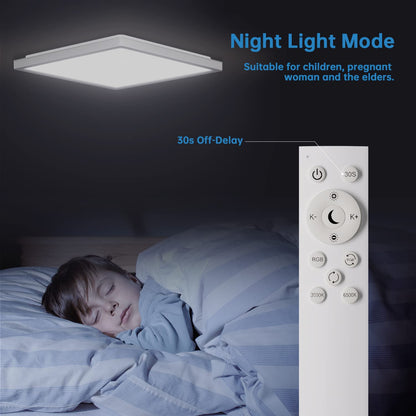 BLNAN RGB LED Deckenleuchte dimmbar mit Fernbedienung, 24W, weiss