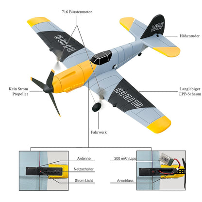 HAWK'S WORK BF-109 3-Kanal RC-Flugzeug mit 6-Achsen-Gyro