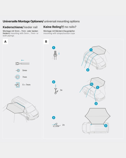 qeedo Motor Tarp Universal Sonnensegel – UV80 Autosonnensegel