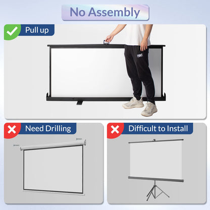 Todeco Beamer Leinwand 80 Zoll 4:3 – Bodenprojektor Tragbar