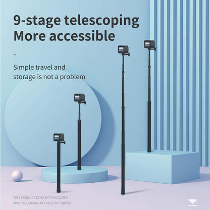 TELESIN 3M Kohlefaser Selfie Stick – Extra Lang Unsichtbar