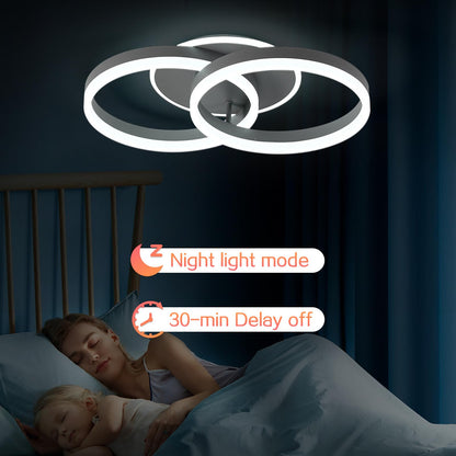 Amdelne LED Deckenleuchte 2-Ringe Design 50cm Dimmbar – Grau