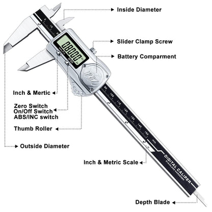 Kynup Digitaler Messschieber Edelstahl – 150mm IP67 wasserdicht