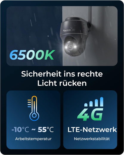 Reolink Go PT Ultra 4K 4G LTE Überwachungskamera mit Solarpanel