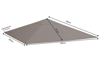 QUICK STAR Ersatzdach für Pavillon 3x3 m Grau RAL 7012 250 g/m²