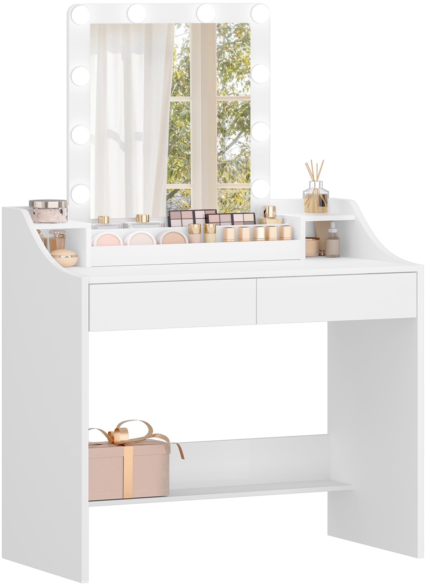 Hzuaneri Schminktisch DT39503X mit LED-Beleuchtung und Spiegel, Weiss