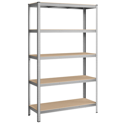 SONGMICS Schwerlastregal GLR060E01, Stahl, 60 x 120 x 200 cm, silbern mit 5 verstellbaren Ablagen