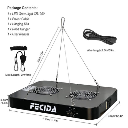 FECiDA 260W LED Pflanzenlampe Dimmbar Vollspektrum 90x90cm