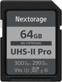 Nextorage F2PRO SD Speicherkarte - 64GB UHS-II SDXC. Rechteckige, schwarze SD-Karte für schnelle Foto- und Videoaufnahmen.