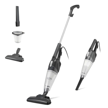 Amazon Basics Stielstaubsauger 2-in-1 mit Kabel, ECO-Motor, Schwarz – Stielform mit schwenkbarer Bodenbürste